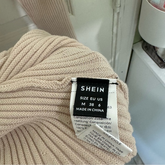 SHEIN Apricot Ribbed Knit Mini Sweater Dress size Medium - Picture 10 of 11
